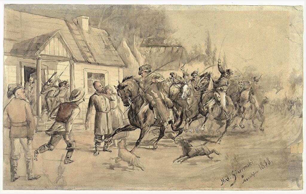 Zajazd na Soplicowo, ilustracja do "Pana Tadeusza" Adama Mickiewicza ...