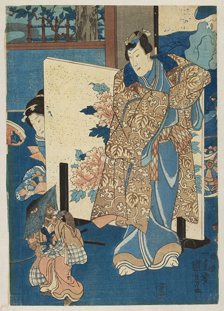 Genji Entertained by a Monkey's Dance 源氏は猿の演じる舞いを楽しむ