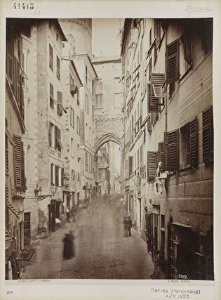 `Genova. Porta S. Andrea` [Genoa. View of street with late-mediarval Porta Sant'Andrea]
